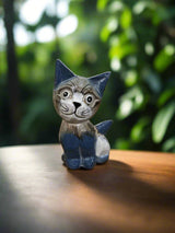Small Blue Wooden Cat