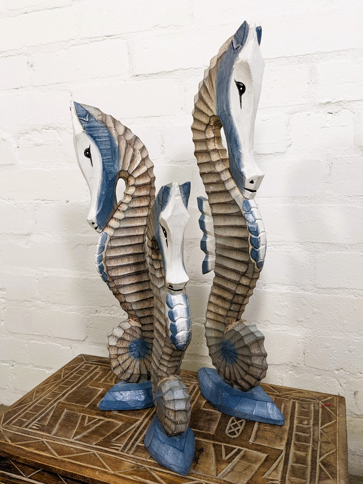 Set of 3 Blue Seahorses