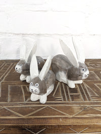 Grey & White Set of 3 Rabbits