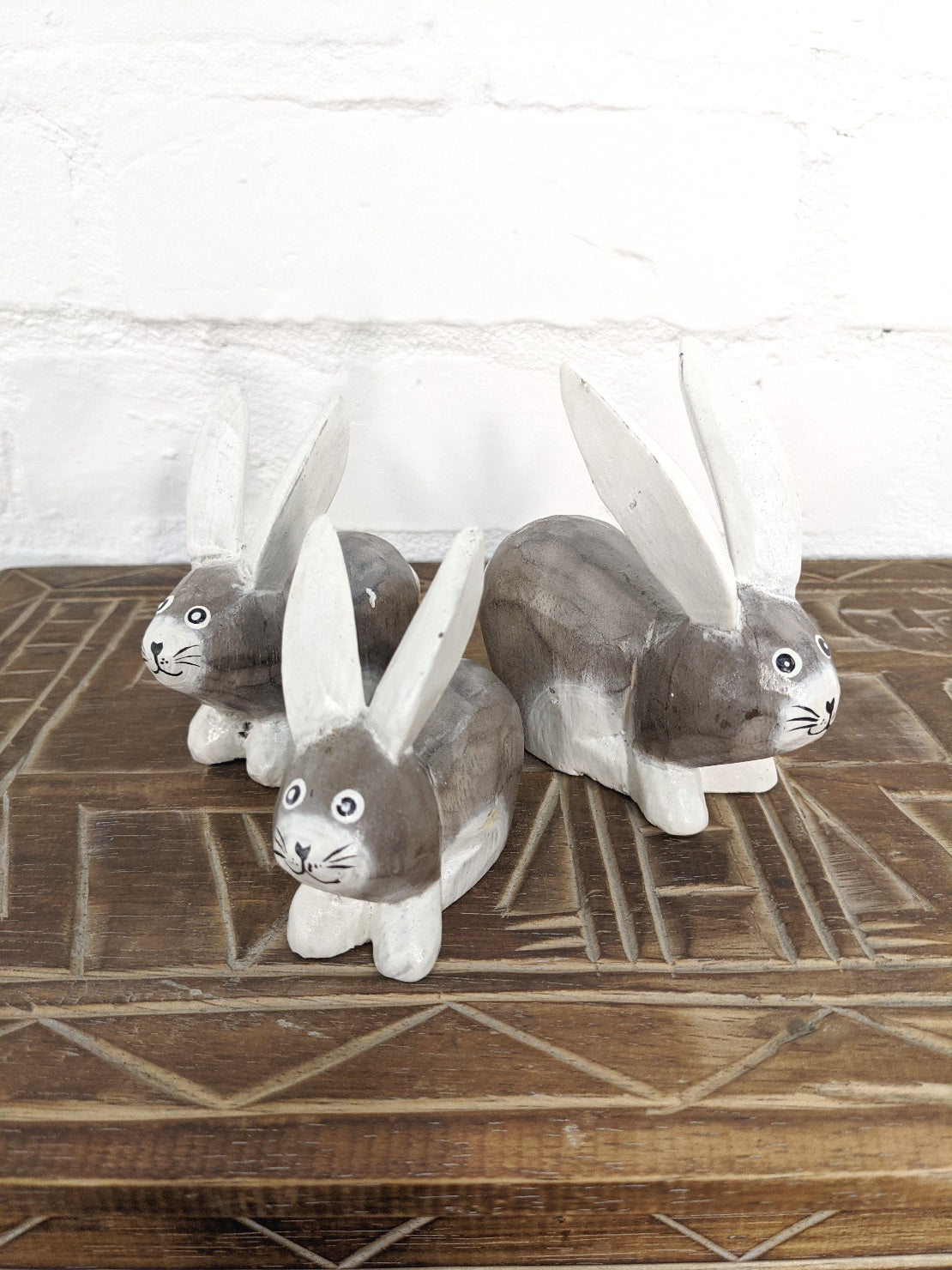 Grey & White Set of 3 Rabbits