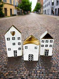 Set of Three White Town Houses