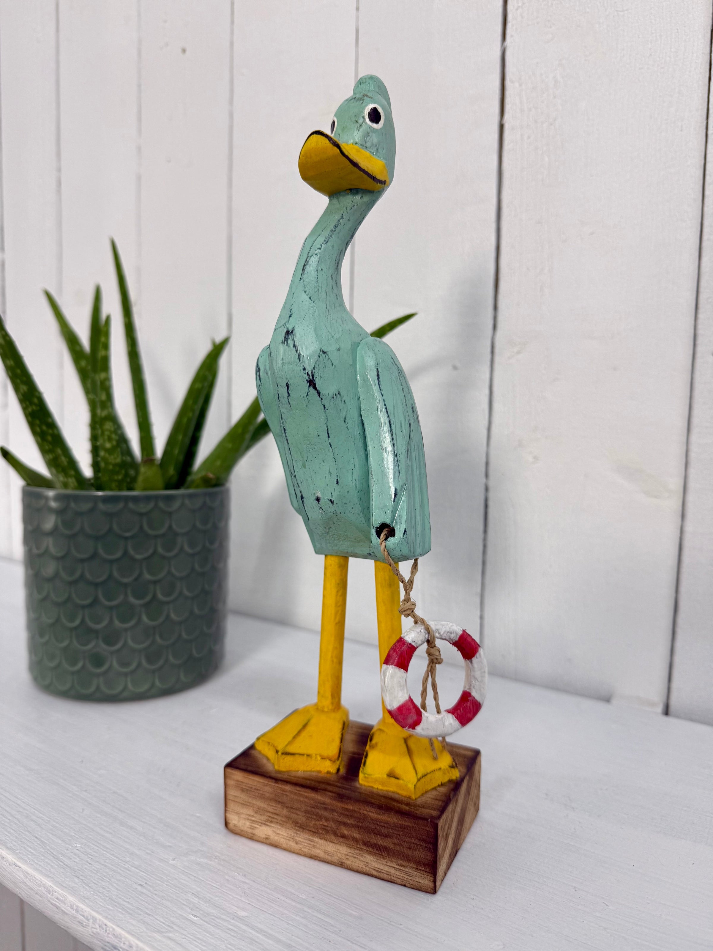 Painted Wooden Duck with Rubber Ring
