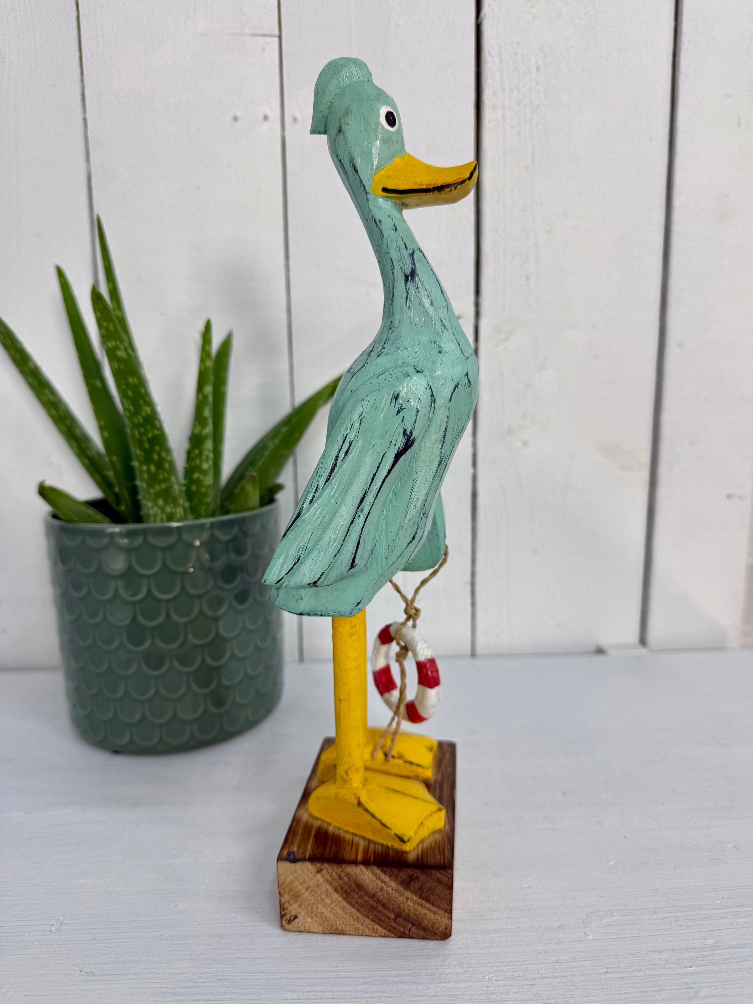 Painted Wooden Duck with Rubber Ring