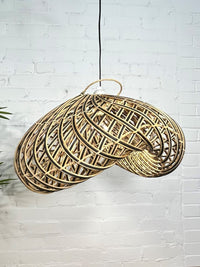 Large Wavy Rattan Lampshade