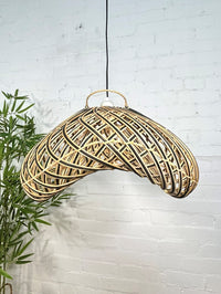 Large Wavy Rattan Lampshade