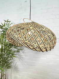 Large Wavy Rattan Lampshade