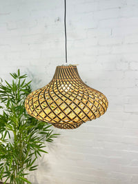 Large Two-Tone Rattan Lampshade