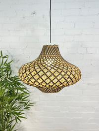 Large Two-Tone Rattan Lampshade