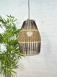 Two-Tone Rattan and Wicker Lampshade