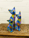 Set Of Three Bright Multi Cats