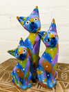 Set Of Three Bright Multi Cats