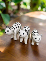 Set Of Three Black & White Cats