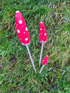 Set of Three Mushroom Stakes