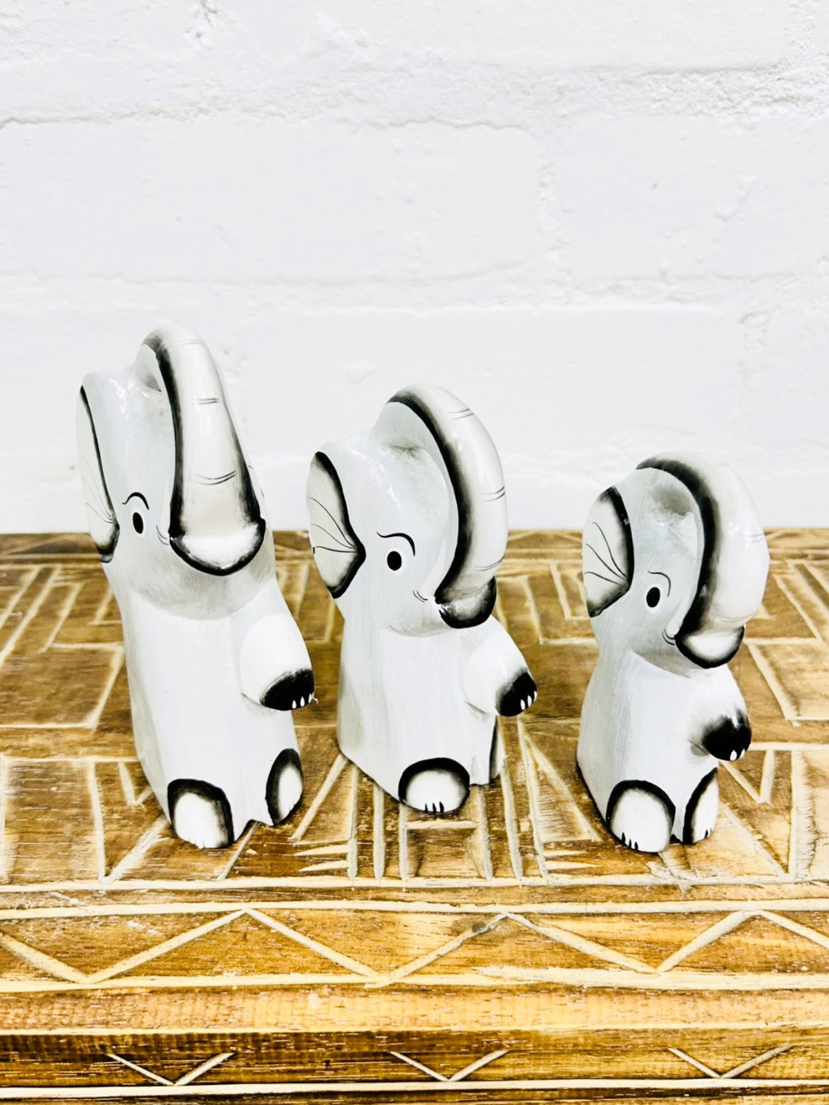 Set Of Three White Elephants