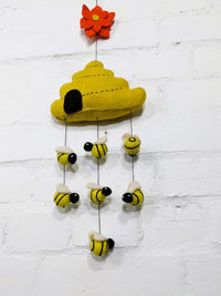 Felt Beehive & Bees Mobile