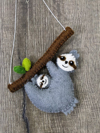 Felt Sloth Mother And Baby
