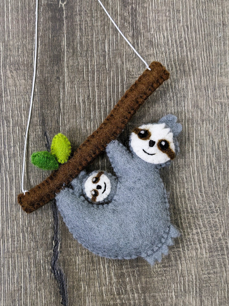 Felt Sloth Mother And Baby