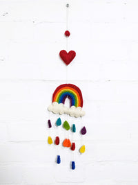 Felt Rainbow with Raindrops