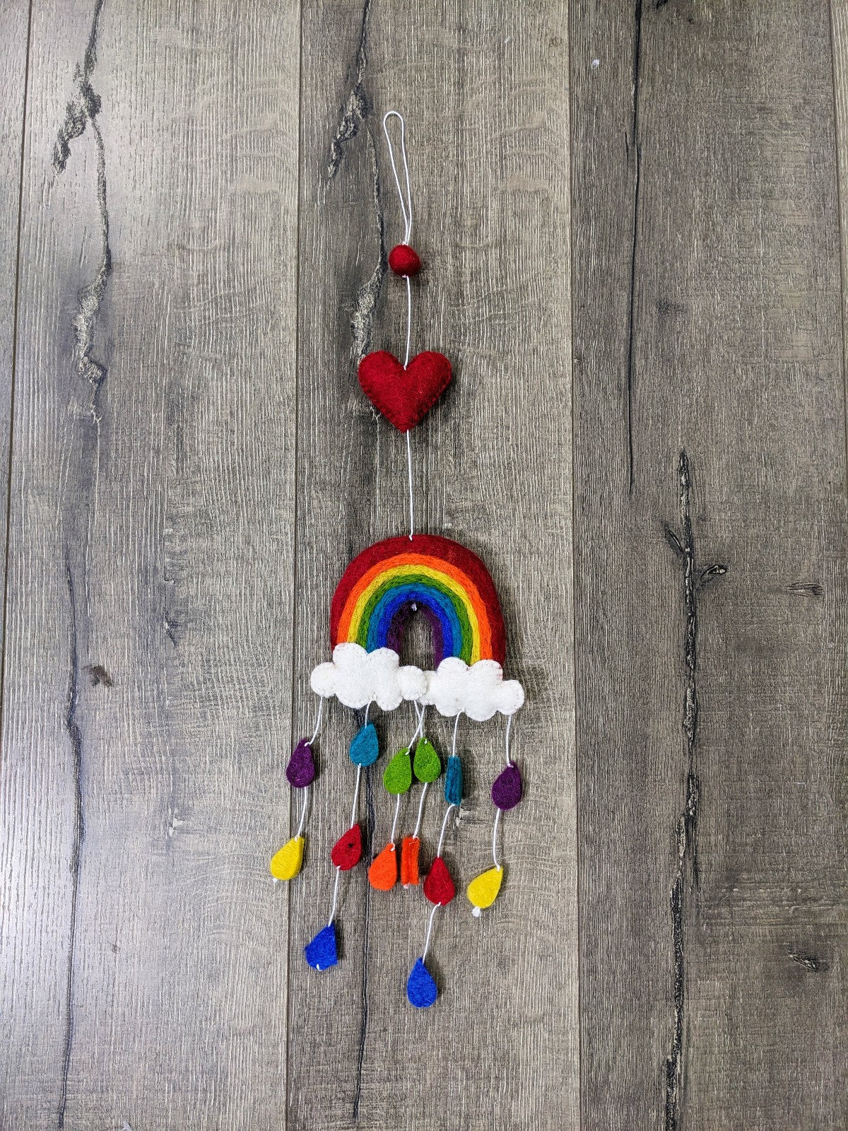 Felt Rainbow with Raindrops