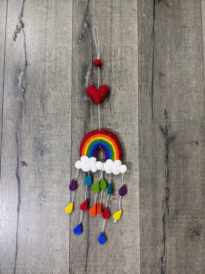 Felt Rainbow with Raindrops