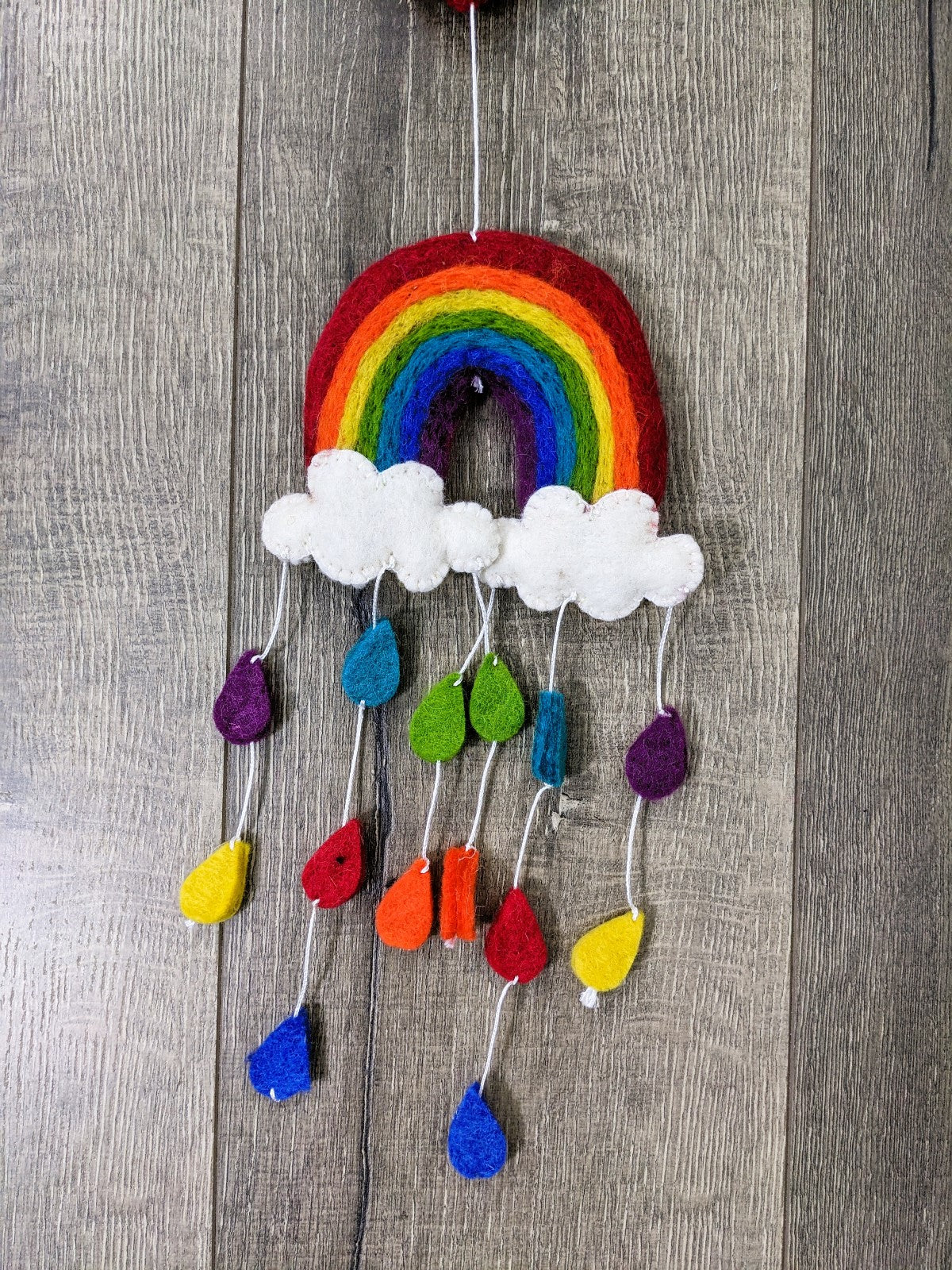 Felt Rainbow with Raindrops