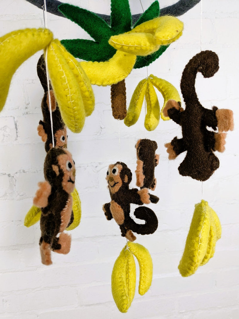 Felt Monkey Bananas Mobile