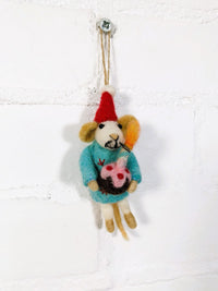 Felt Hanging Mouse Blue Jumper