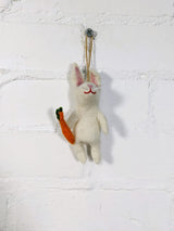 Felt Hanging White Rabbit with Carrot