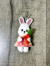 Felt Bunny And Carrot Hanging