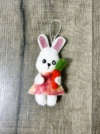 Felt Bunny And Carrot Hanging