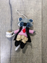 Felt Raccoon With Cuppa Hanging