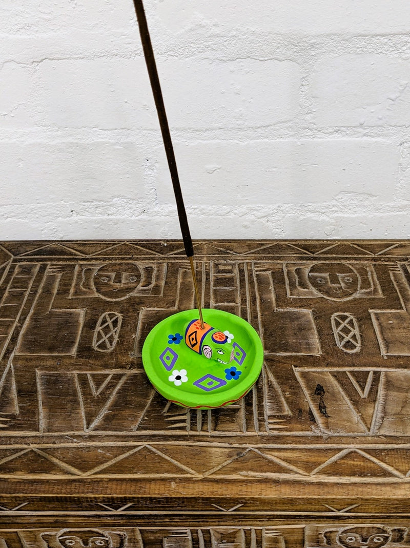 Round Clay Elephant Incense Stand