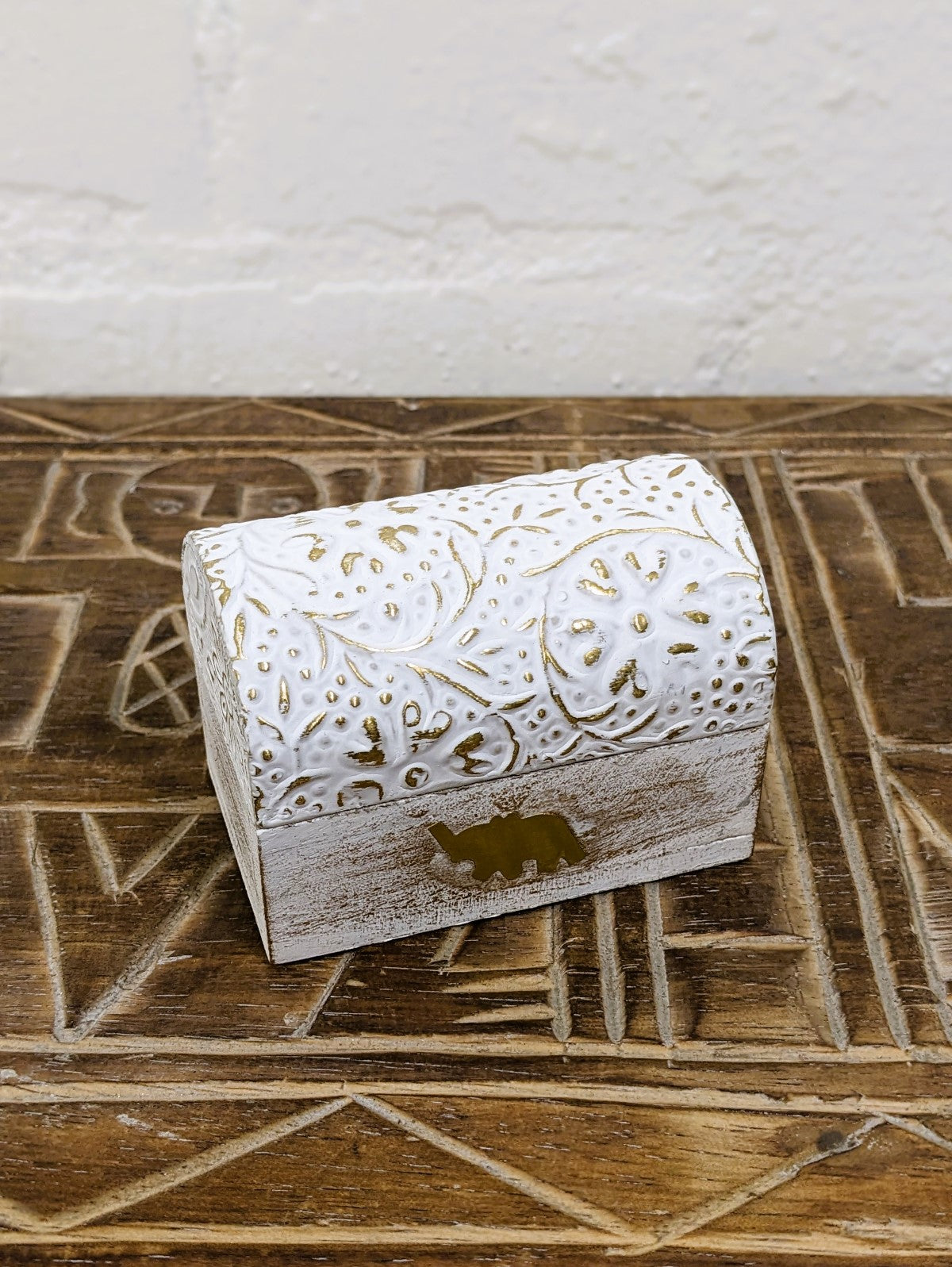 Wooden White Gold Chest