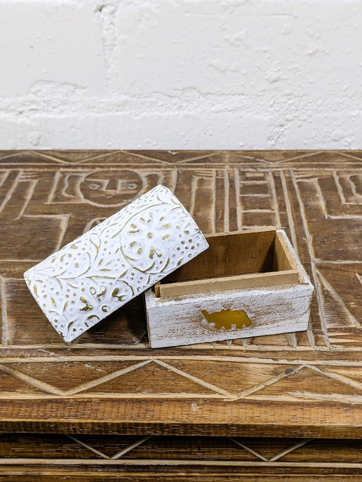 Wooden White Gold Chest