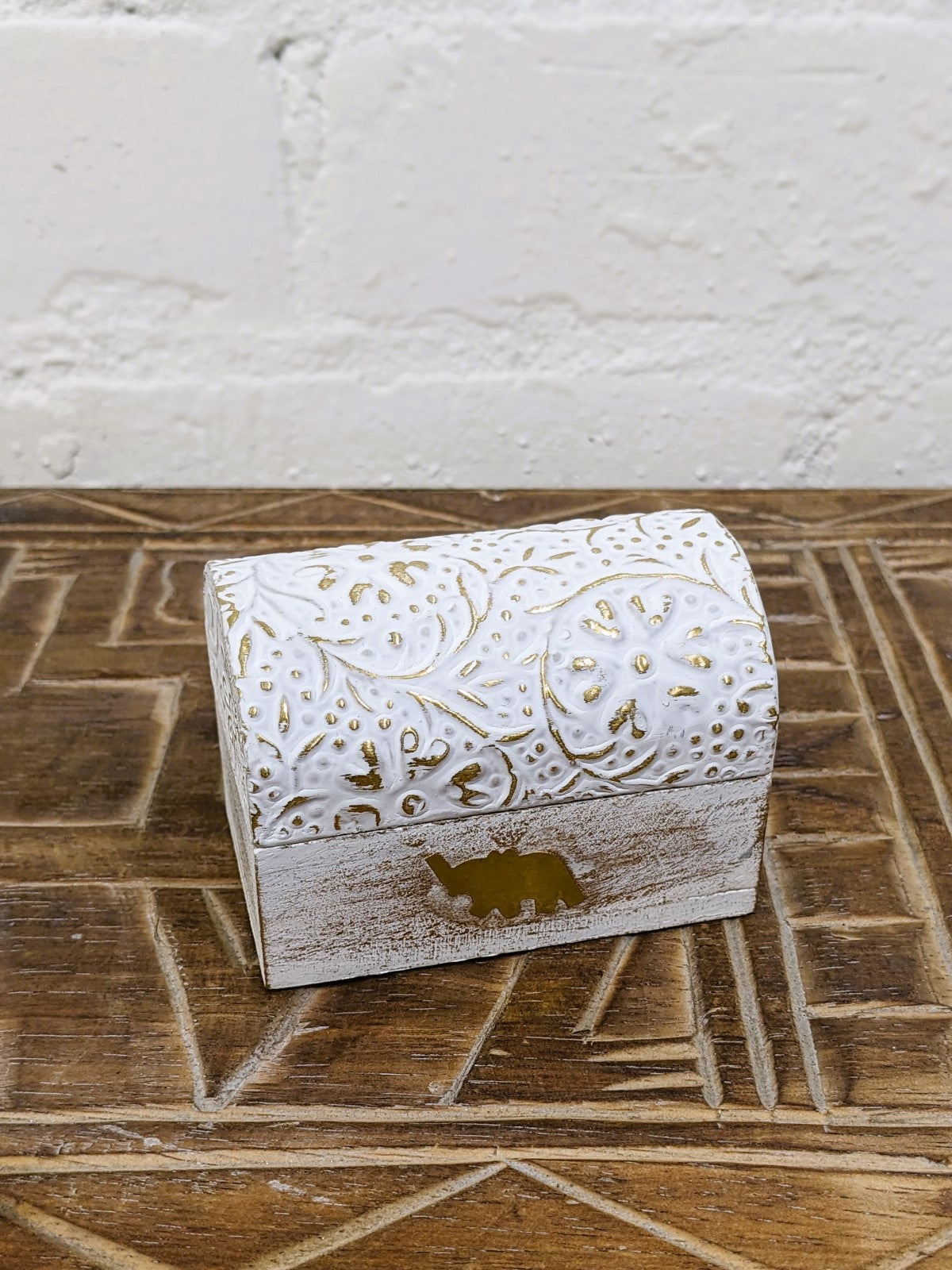Wooden White Gold Chest