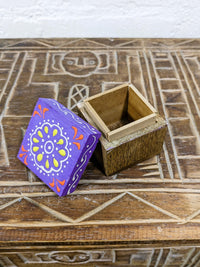 Wood Square Box Painted Top