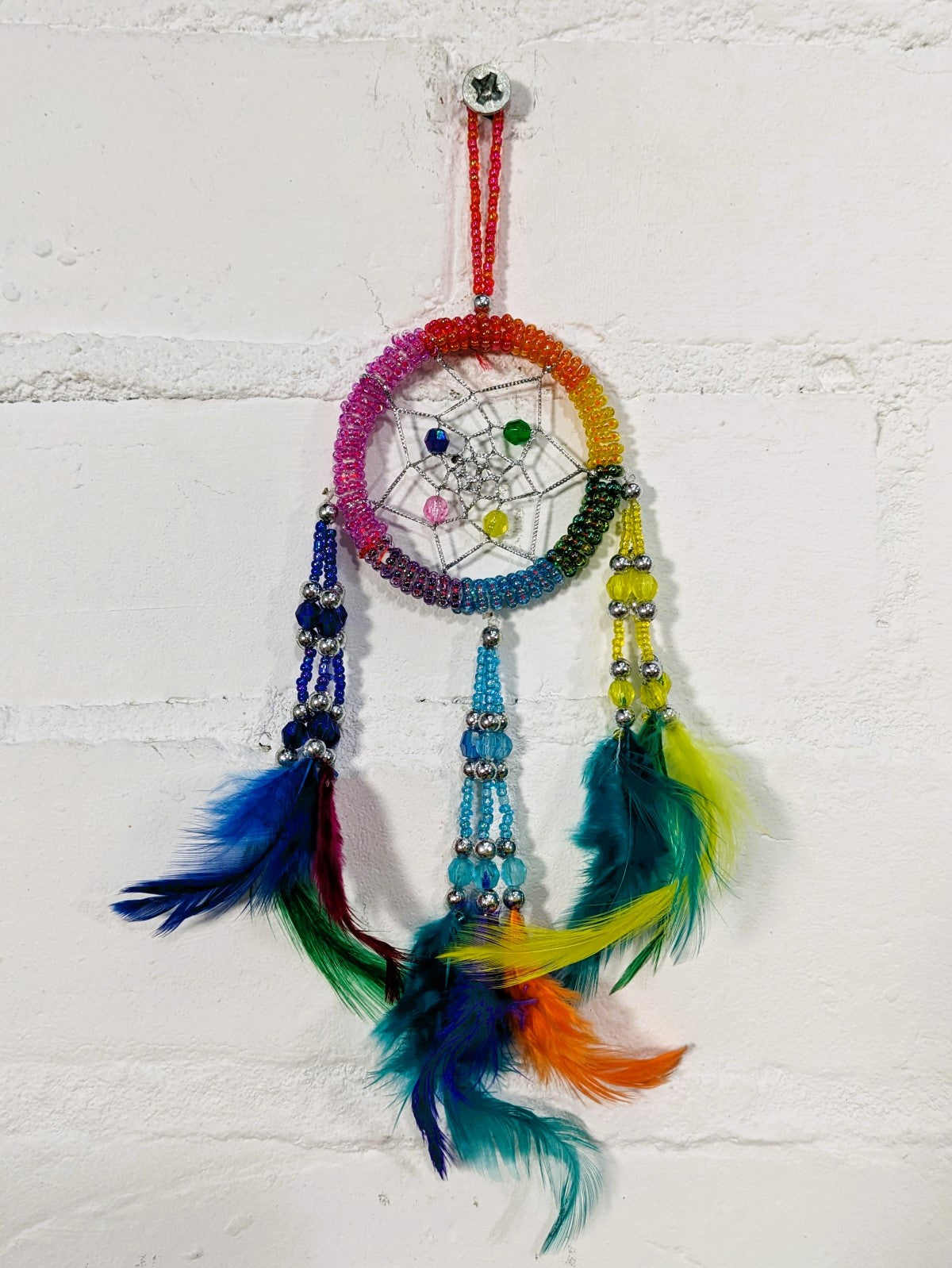 Rainbow Beaded Dreamcatcher