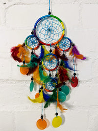Rainbow Nylon And Shell Dreamcatcher