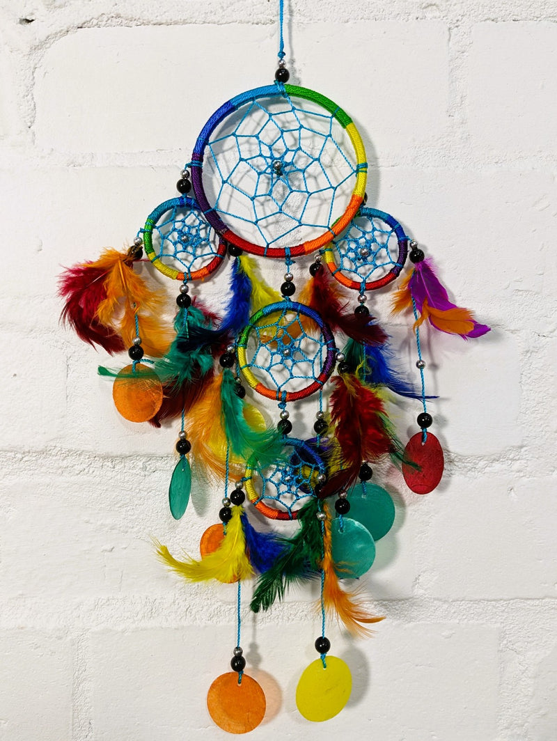 Rainbow Nylon And Shell Dreamcatcher
