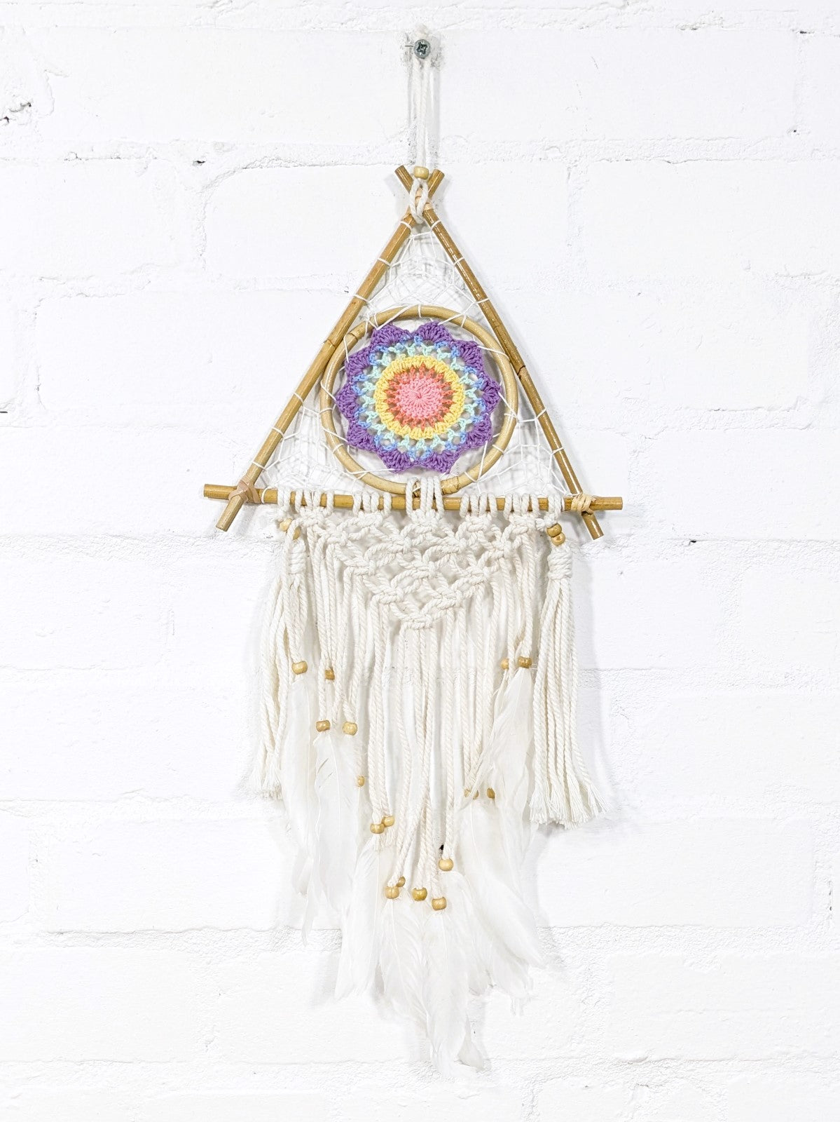 Pastel Crochet Triangle Dreamcatcher