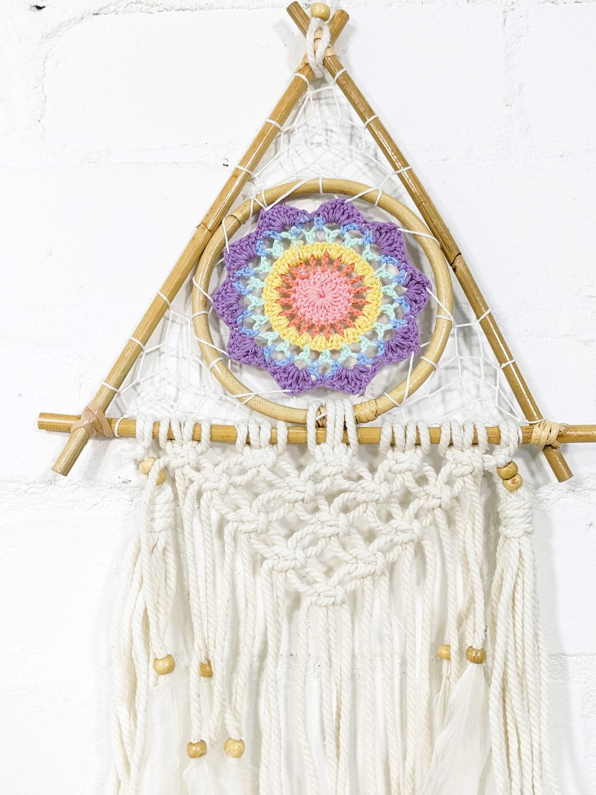Pastel Crochet Triangle Dreamcatcher