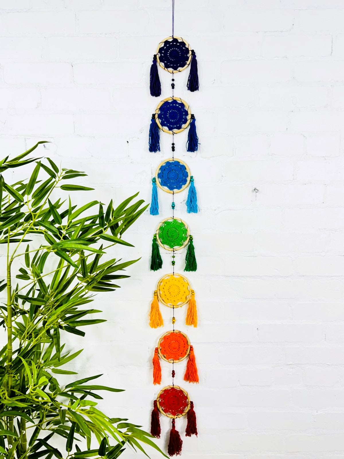 Long Rainbow Crochet Chakra Hanging