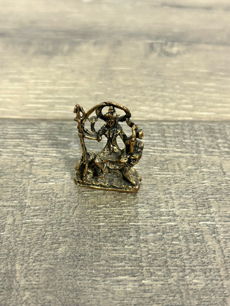 Tiny Brass Shiva Sitting On Lion