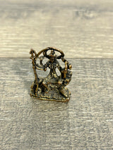 Tiny Brass Shiva Sitting On Lion