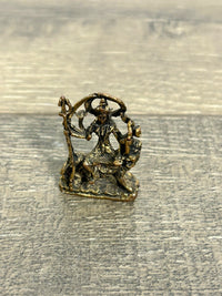 Tiny Brass Shiva Sitting On Lion