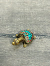 Small Metal & Stone Turtle Incense Holder