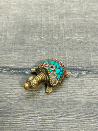 Small Metal & Stone Turtle Incense Holder