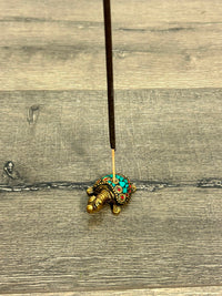 Small Metal & Stone Turtle Incense Holder
