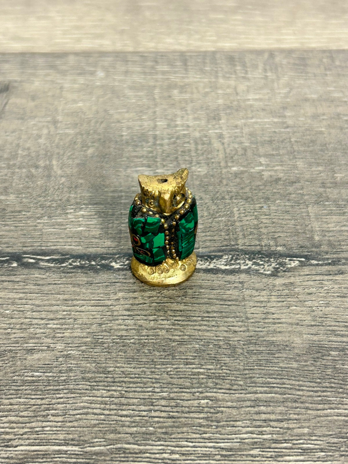 Small Metal & Stone Owl Incense Holder