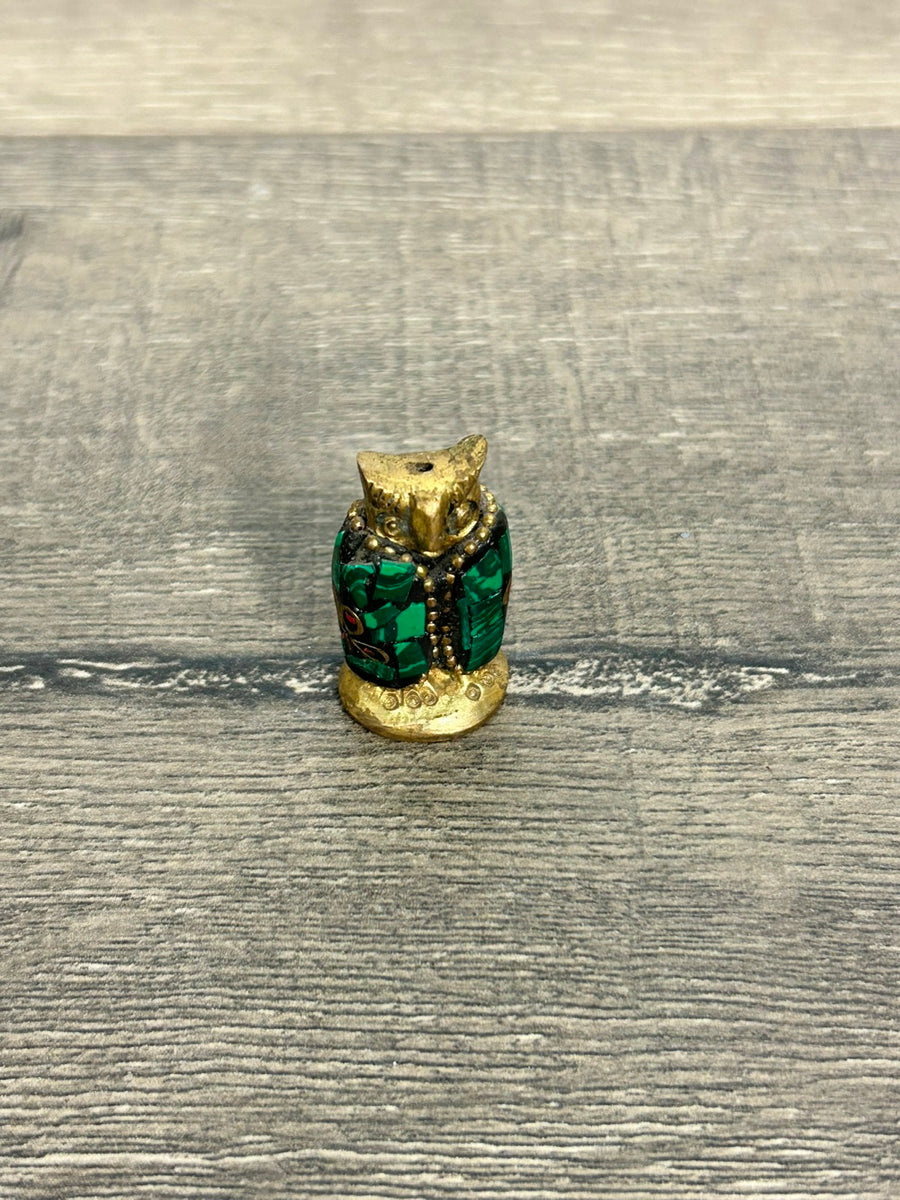 Small Metal & Stone Owl Incense Holder